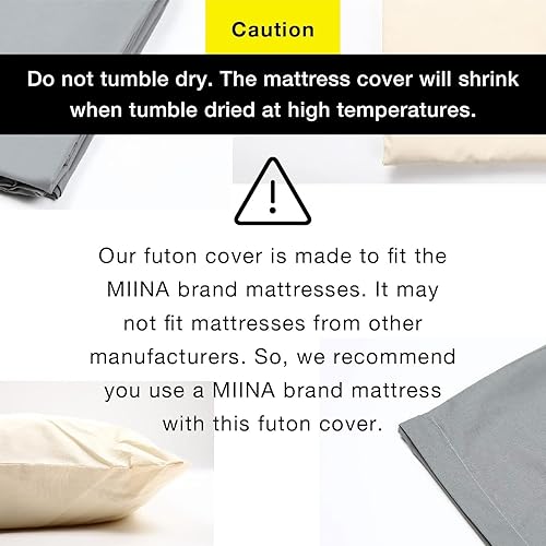Miniatura 2 de MIINA Funda 100% algodón para colchón de futón tradicional japonés, de 41 x 82 pulgadas, para colchón de futón de 39 x 80 pulgadas, tamaño