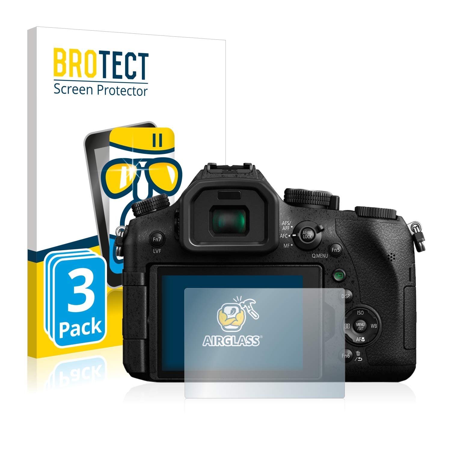 BROTECT Glas Screen Protector voor Panasonic Lumix DMC-FZ2000 (3 Stuks) Schermbeschermer [9H Hardheid, Beschermglas-Folie niet Gehard Glas