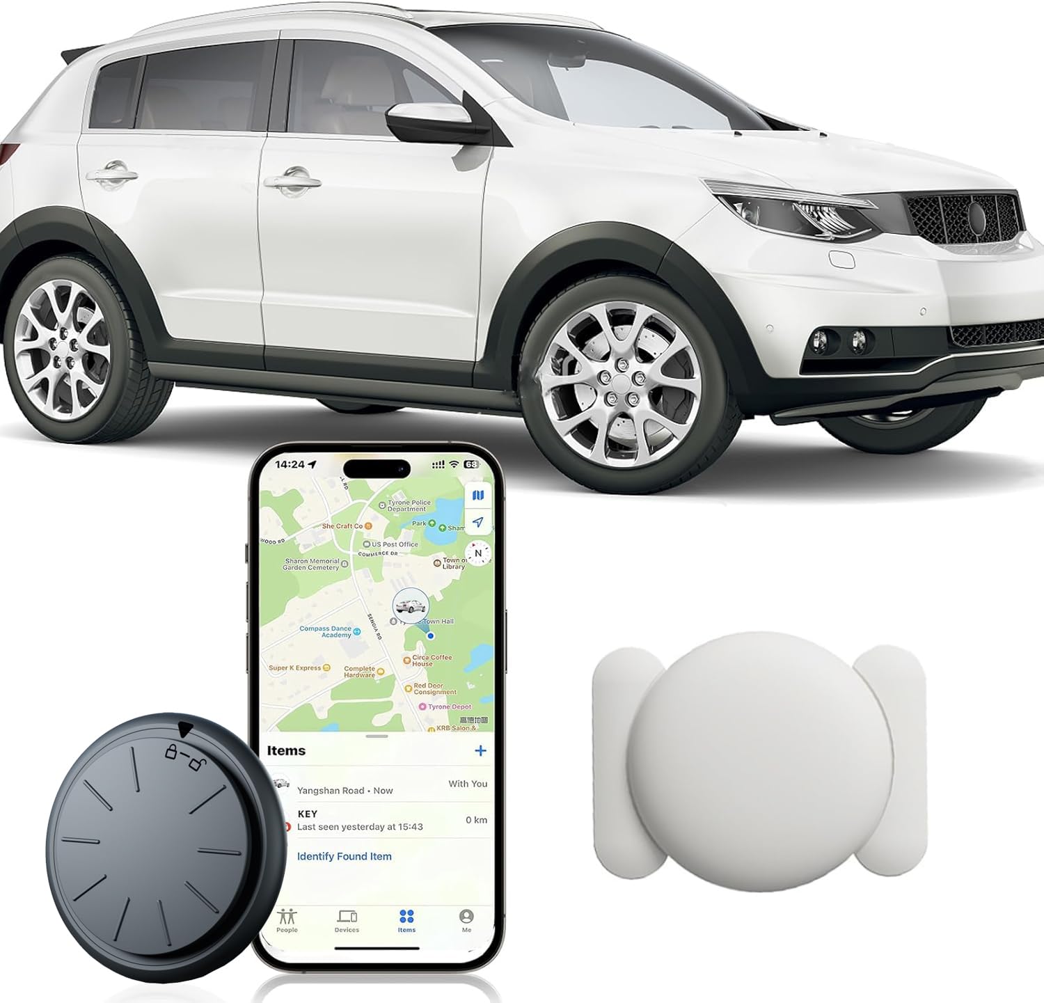 Mini GPS Tracker for Vehicles,Real Time Car Tracker Work with Apple Find My(iOS Only),No Subscription Global Coverage Car Locator with Magnetic Case (1PCS Black Tracker, White Magnetic Case)-image-44