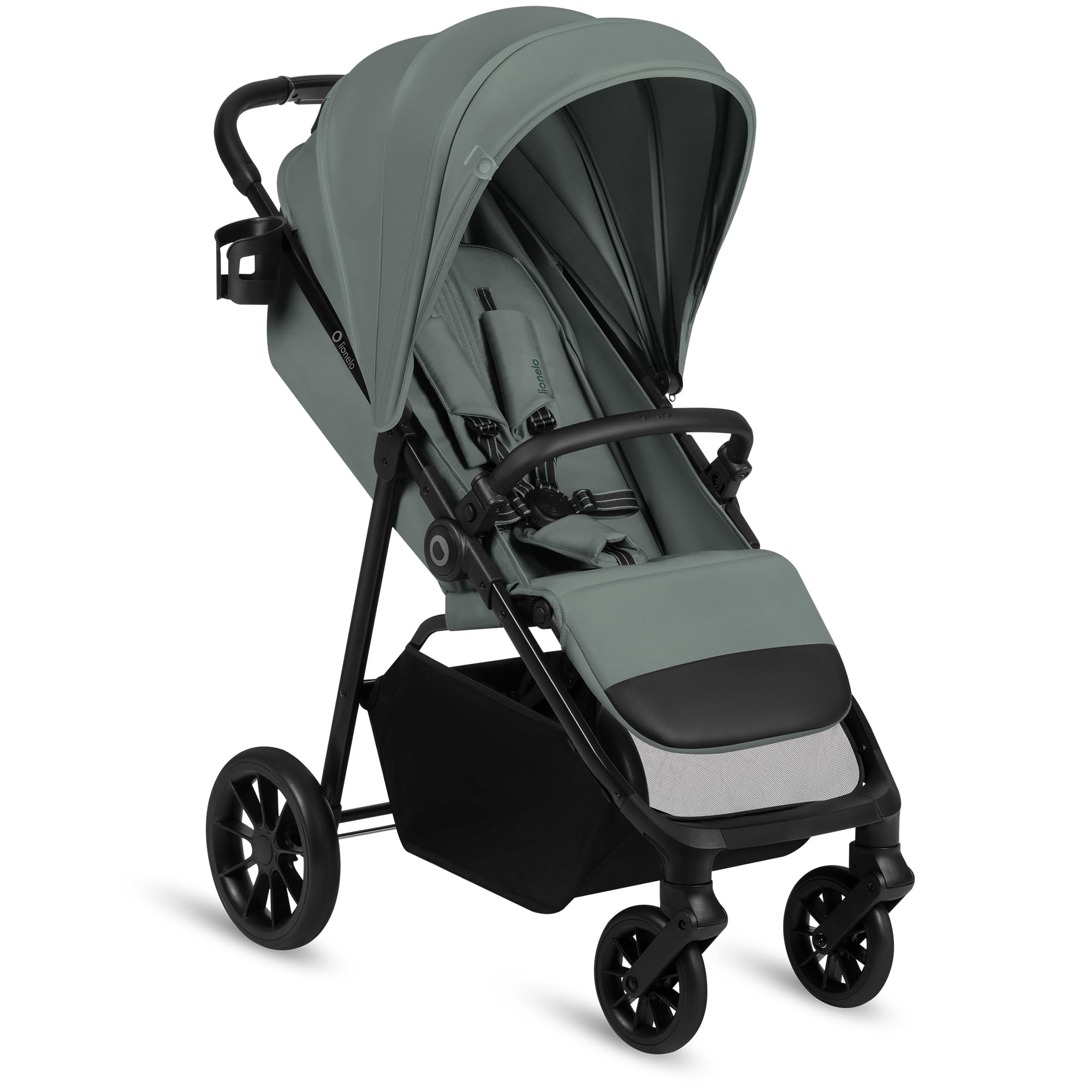 Lionelo Emerald Buggy bis 22 kg, 6 Monate–4 Jahre, EVA-Räder 360° mit Federung, einhändig faltbar, 91 cm Liegefläche mit verstellbarer Rückenlehne, UPF50+ wasserdichtes Verdeck, großer Einkaufskorb