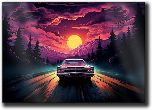 Unique Synthwave Style Retro Art, 80s style art, framed poster print, guest room art, cool living room art, Living Room Decor, Decor poster