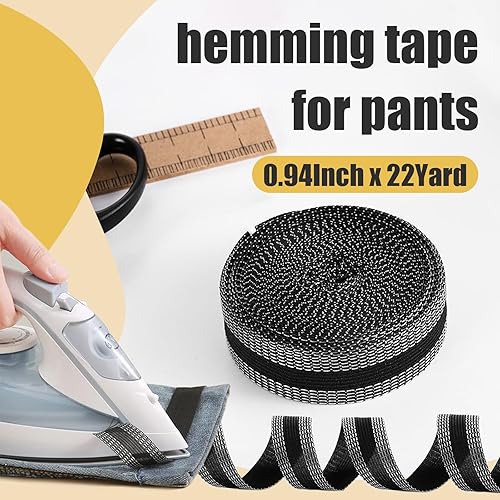 Miniatura 7 de Cinta de dobladillo para pantalones de 22 yardas, cinta de dobladillo instantánea para planchar, cinta adhesiva permanente sin coser, cinta adhesiva