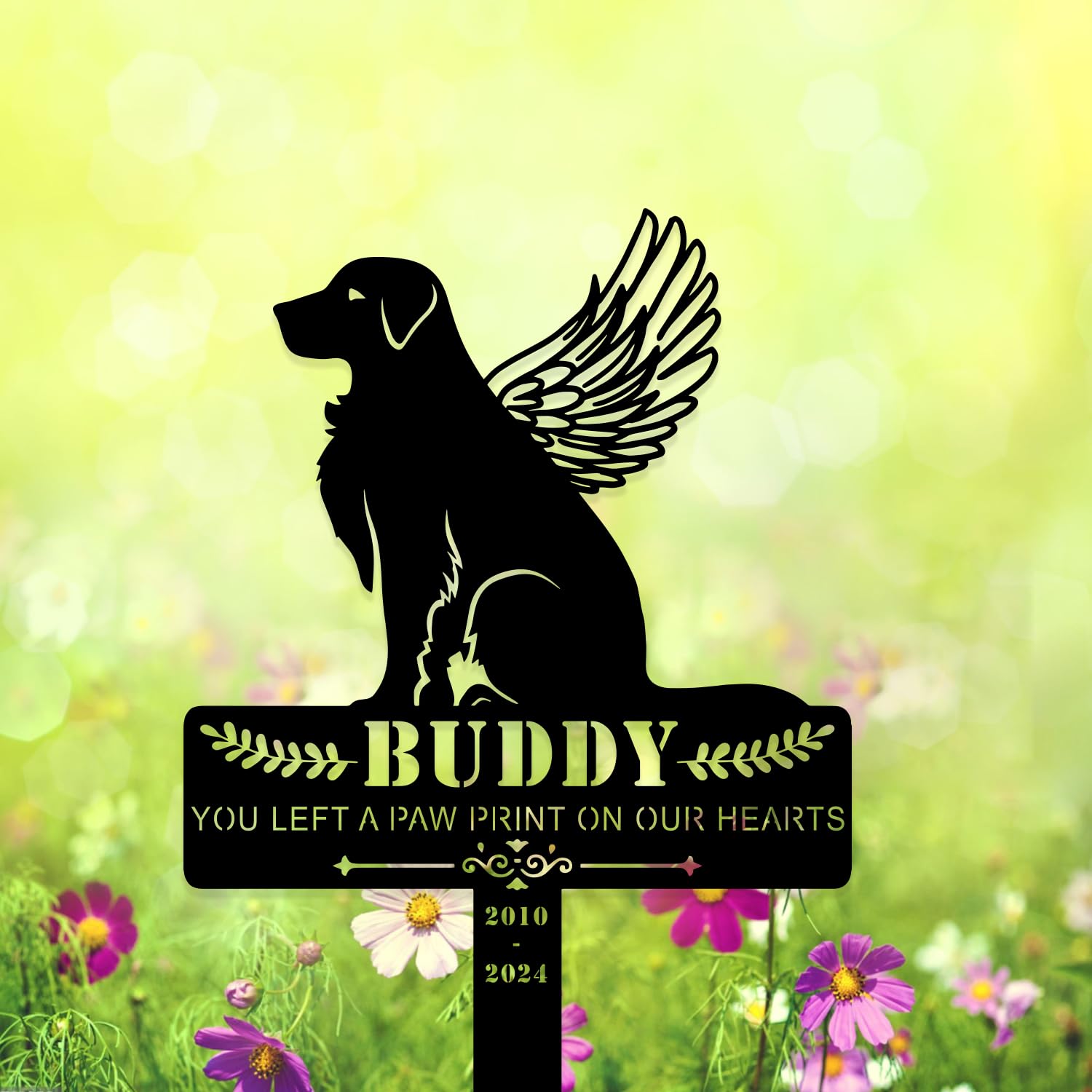 Personalized Pet Memorial Grave Marker, Custom Pet's Name Cemetery Decorations for Funerary, Metal Pet Garden Stake, Outdoor Sympathy Pet Stake Plaque Gift for Loss Dog Dog19