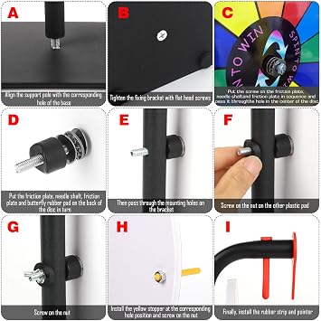 12 Slots Prize Wheel,12 Inch Prizes Spinner with Stand and Heavy Duty Base,Ruleta De Premios,Spin The Wheel for Fortune Spinning Game Carnival & Engaging Home Parties,Tradeshow.