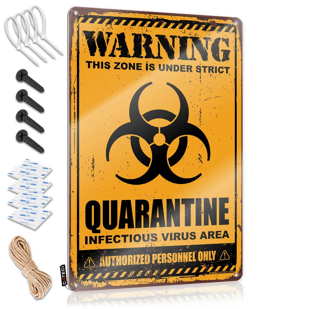 Fzfn Colour Funny Vintage Signs Essentials Preppy Warning This Zone Is Under Strict Quarantine For Classroom - Space Customizable(30X40cm)