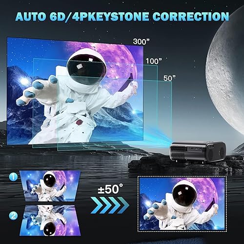 Miniatura 7 de Proyector 1200 ANSI 4K con WiFi y Bluetooth, cubierta de lente automática de enfoque automático Goiaey Proyector para exteriores, Keystone