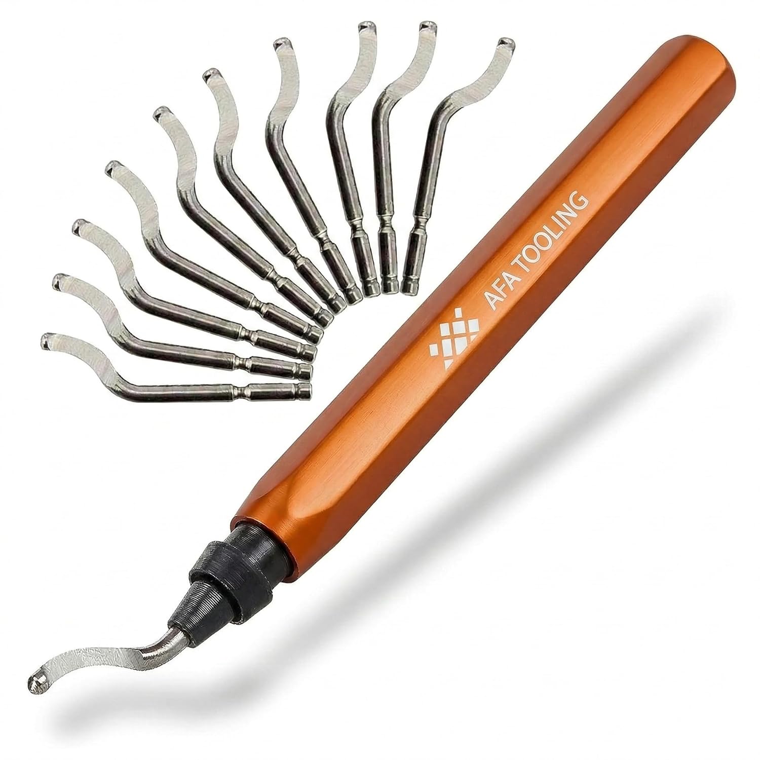 AFA Tooling - Deburring Tool Micro-Polished & Anodized Handle with 11 High-Speed Steel M2 Blades, Deburring Tool 3D Printing, Reamer Tool for Metal, PVC, Copper Pipe, Plastic, Resin & 3D Printed Edges