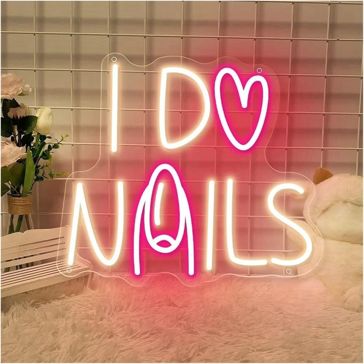 Zynther Neon lamp for LED for Neon Sign I Do Nails Nails Room for Lights Wall Hanging Decoration Business 35cm×40cm(Ré)