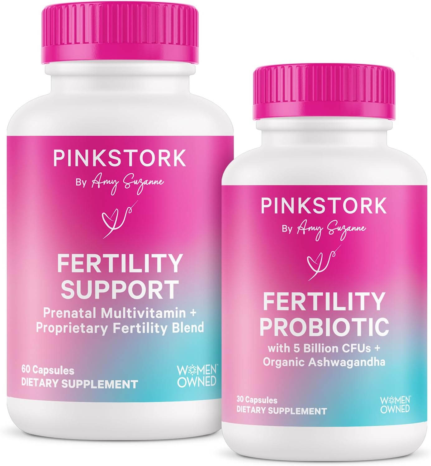 Pink Stork Fertility Supplement for Women and Probiotics for Conception, Support Hormone Balance with Inositol, Probiotics, Ashwagandha, Vitex, Folate, and Prenatal Vitamins - 1 Month Supply