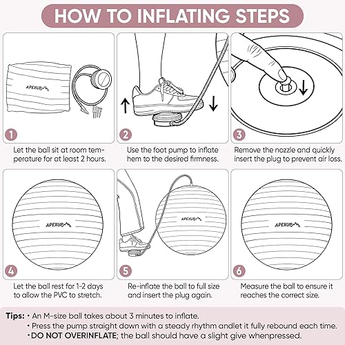 Miniatura 7 de APEXUP Yoga Ball Exercise Ball Anti Slip Heavy Duty for Fitness, Balance & Core Workout