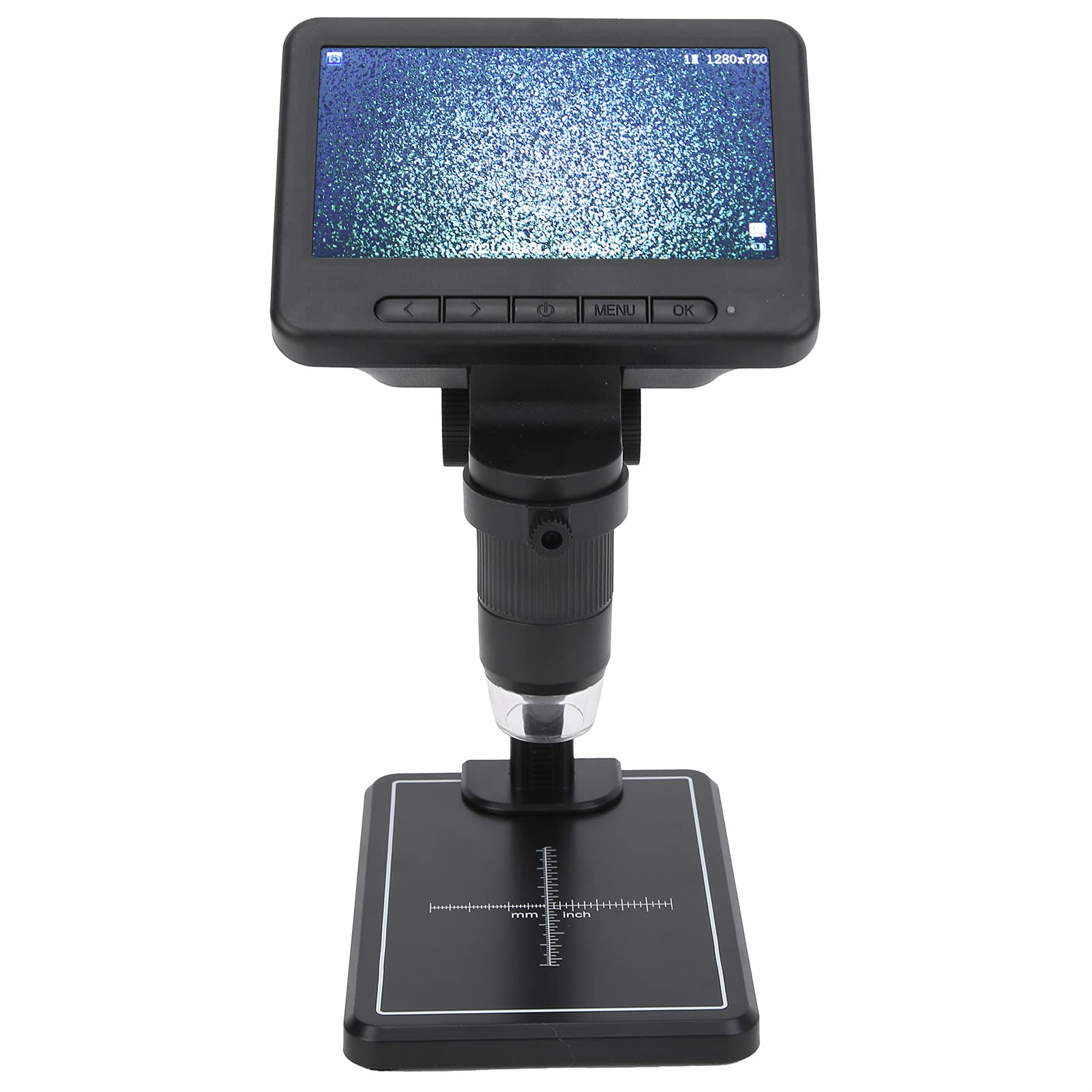 Cocoarm Mikroskop Cyfrowy 1080P, Mikroskop Inspekcyjny ze Stopu Aluminium ABS z 5-calowym Ekranem HD, 8 Regulowanych Diod LED, Zoom 1000x, Złącze USB do Naprawy Płytek PCB Badania Dydaktyczne