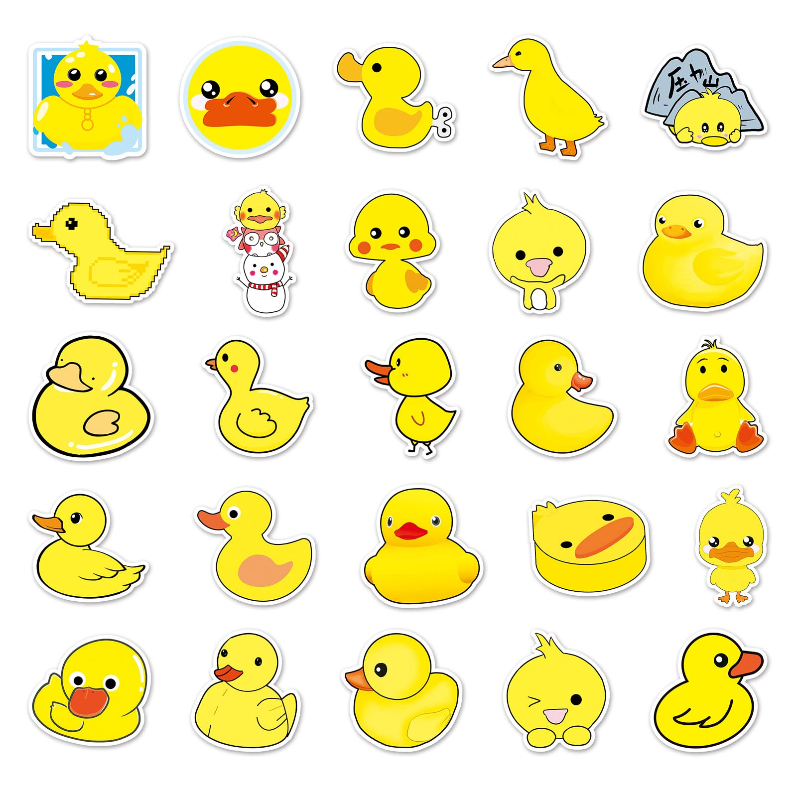 Acheter Lot de 50 autocollants en forme de canard jaune, mignons et amusants, pour décoration de bricolage, papeterie, valise, bouteille d'eau, téléphone, ordinateur portable, skateboard, scrapbooking