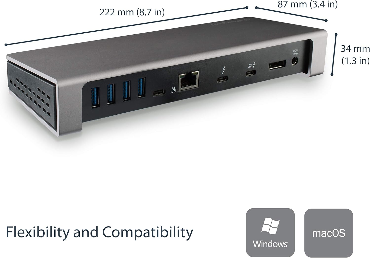 StarTech.com Thunderbolt 3 Dock - Dual Monitor 4K 60Hz TB3 Laptop Docking Station with DisplayPort - PCIe M.2 NVMe SSD Enclosure - 85W Power Delivery - SD 4.0, 10Gbps USB-C, 2 USB-A Hub (TB3DK2DPM2)