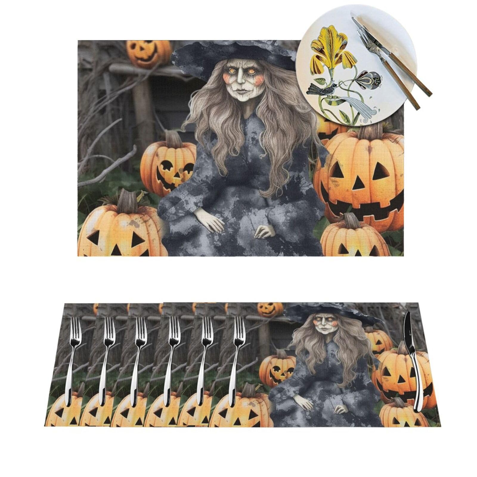 Set de table antidérapant Halloween : décoration de table rigolote en PVC lavable