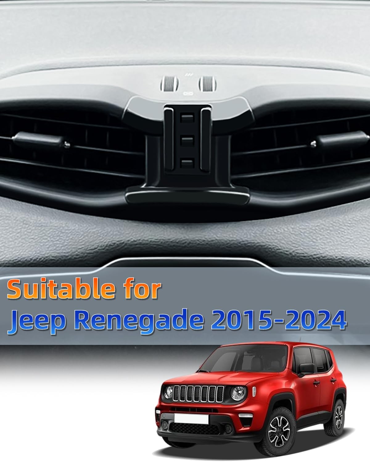 PZK Car Phone Mount for Jeep Renegade 2015 2016 2017-2023 2024 Accessories Custom Air Vent Car Phone Holder Magnetic 15W Fast Wireless Charger Hands Free 360° Rotation Automobile Cradles