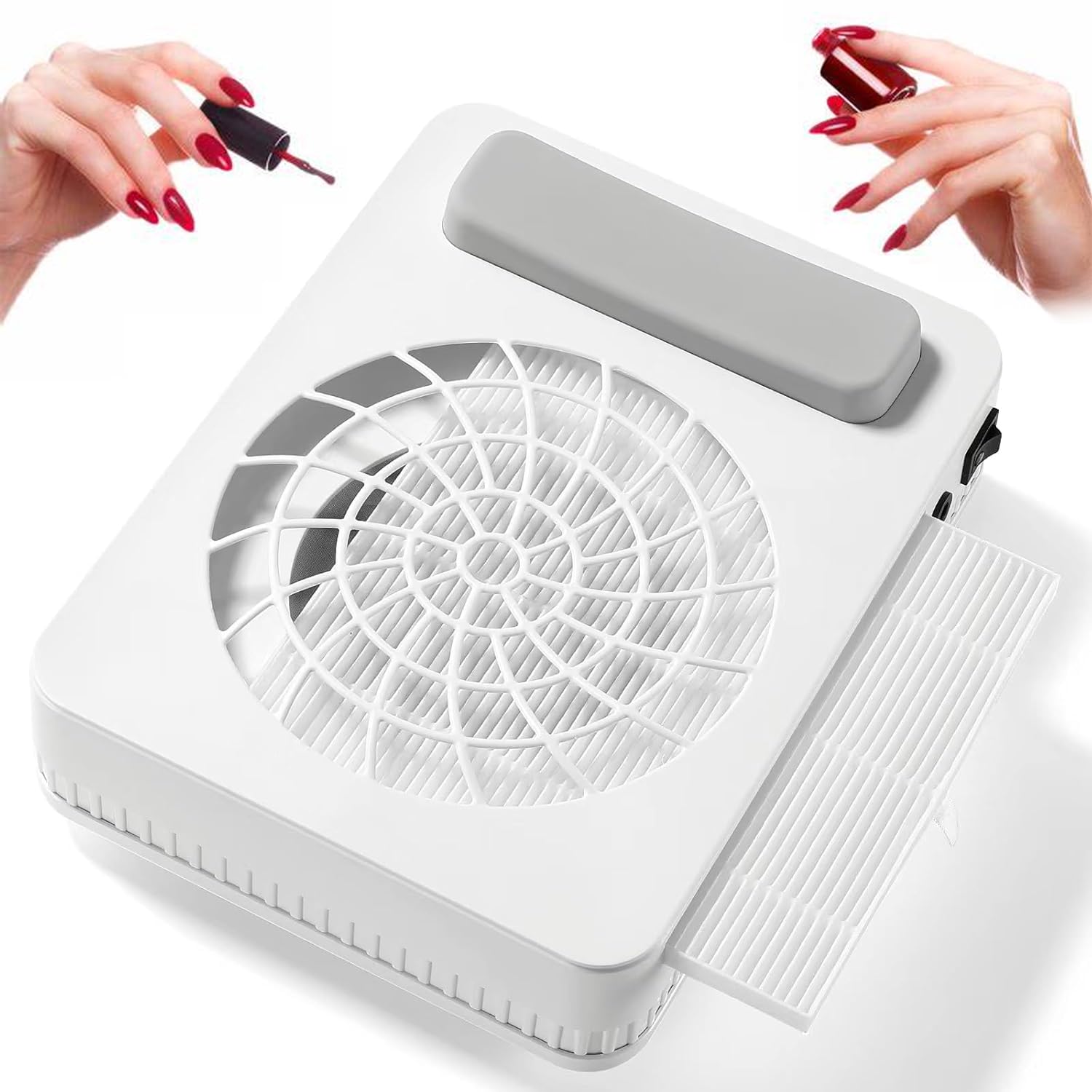 Collecteur De Poussière D'ongles, Collecteur De Poussière Sous Vide D'ongles 48 W, Vitesse Jusqu'à 4000 Tr/min, Avec Filtre Réutilisable Et Tampon À Main En Silicone, Polissage Des Ongles En Acrylique
