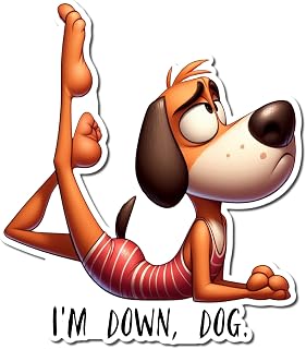 I'm Down, Dog Yoga Sphinx Pose Waterproof Vinyl Sticker, Multicolor Decal for Laptops and Water Bottles, Fun Graphics for Scrapbooking, Gift for Birthdays and Holidays