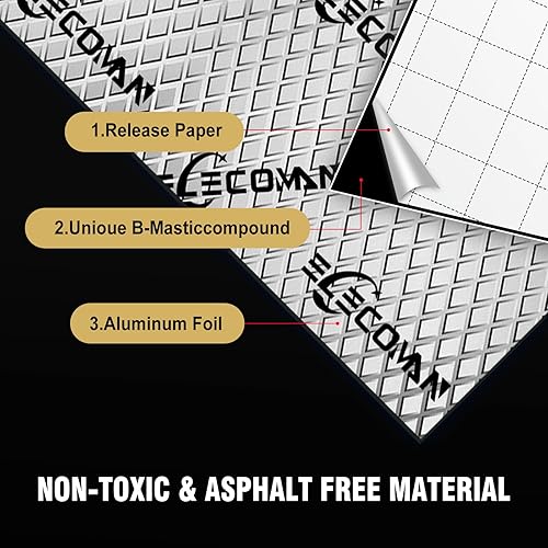 Miniatura 6 de Alfombrilla insonorizante para automóvil, 80 mil 18 pies cuadrados, material insonorizante  Insonorizante automotriz de butilo, aislamiento de ruido