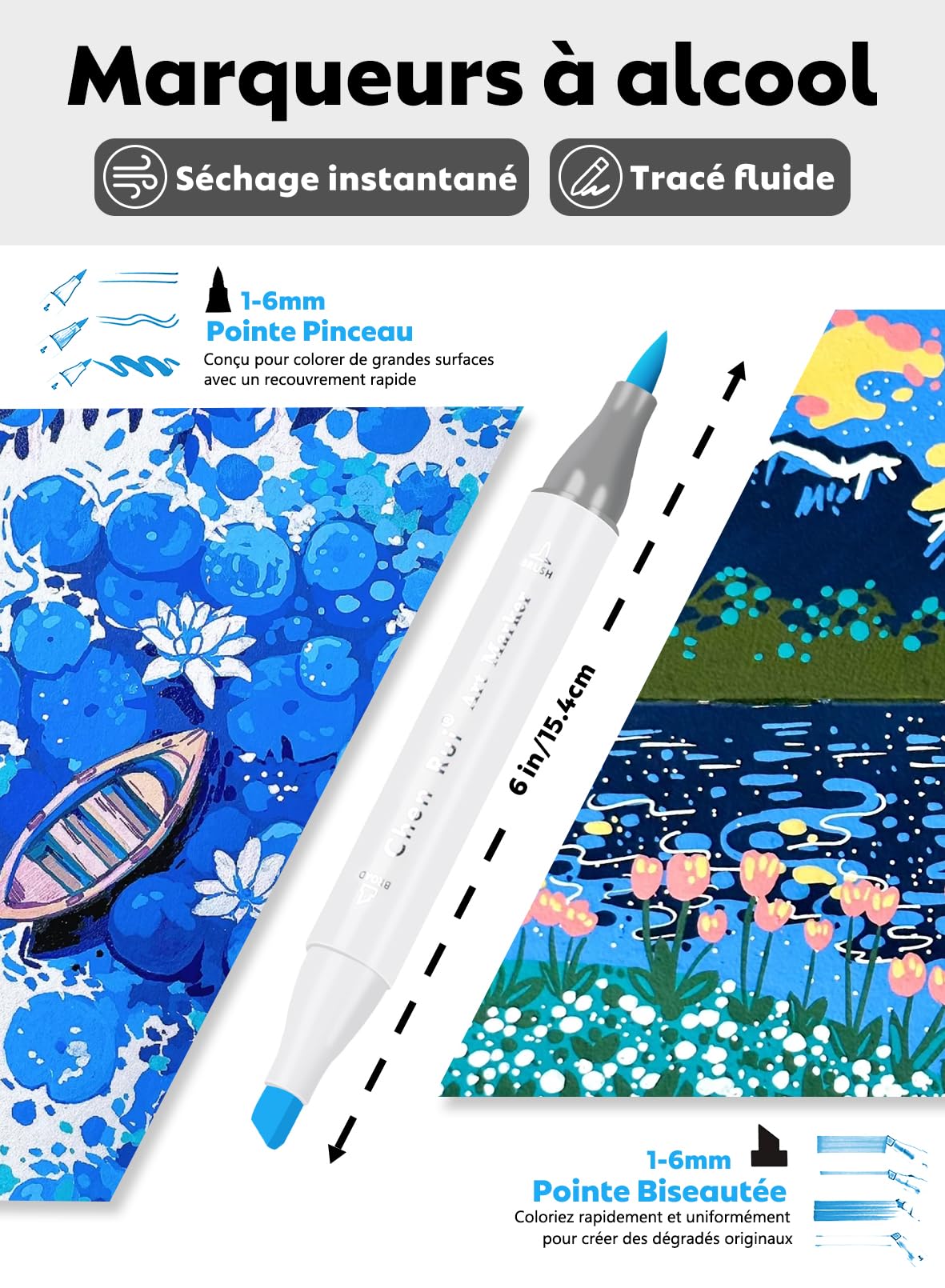 Chen Rui 120 Couleurs Feutres a Alcool avec App, Feutres Coloriage Adulte