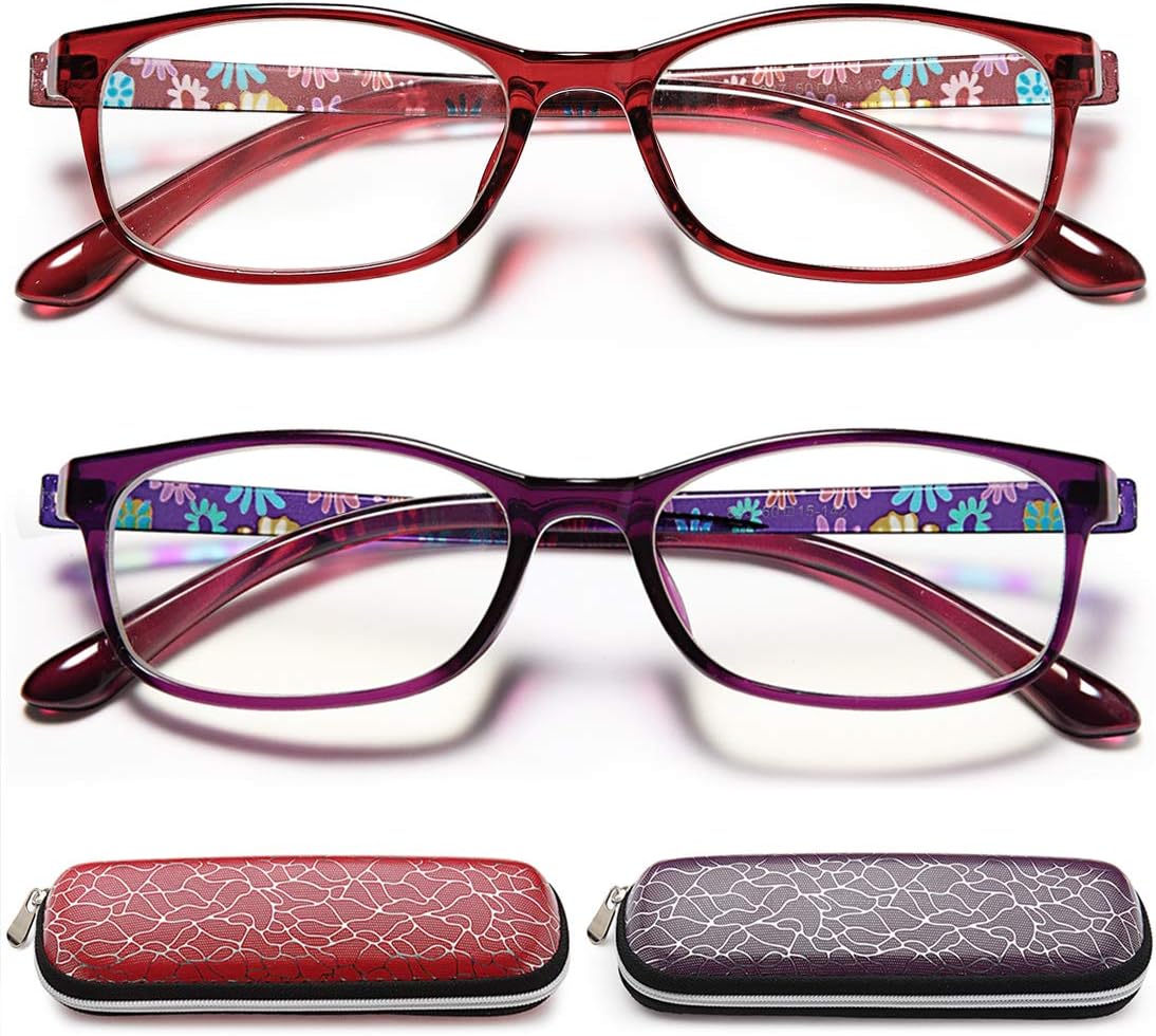 EYEURL Reading Glasses Womens Blue Light Blocking - 2 Pack Lightweight Computer Readers +1.0 Glare Blocking Ladies Eyeglass