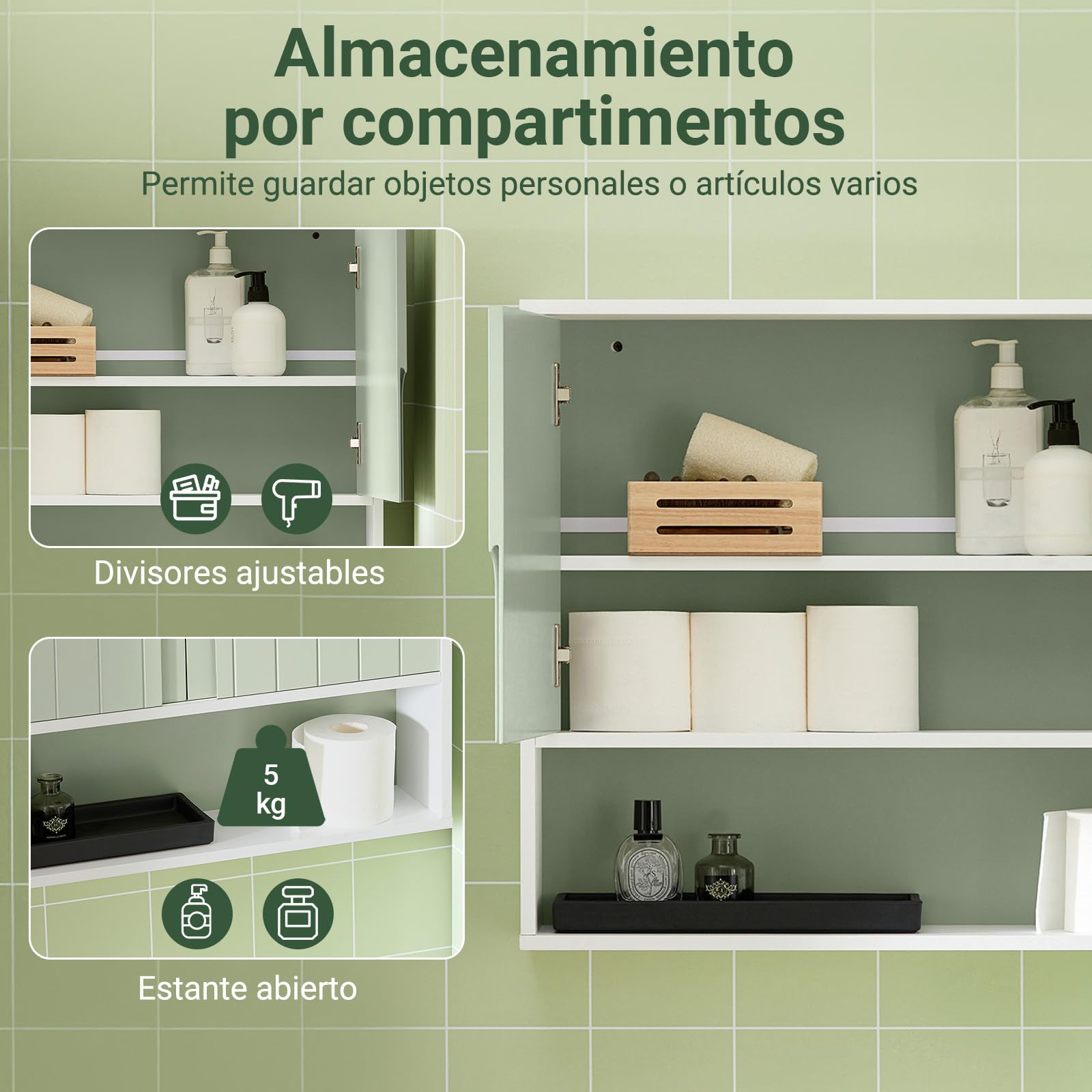 SoBuy Armario Baño Pared Mueble Baño Colgar Suspendido, Armario de Pared Ultraplano 15 cm, Vitrina Mural Compacta, Mueble Pequeño, Estante Abierto, Bathroom Cabinet BZR140-GR