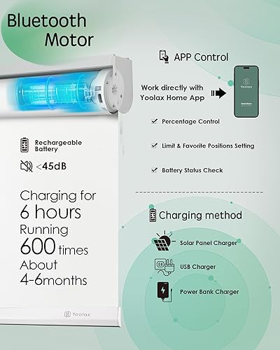 Miniatura 10 de Yoolax Persianas eléctricas impermeables con control remoto para ventanas persianas opacas eléctricas persianas enrollables motorizadas que
