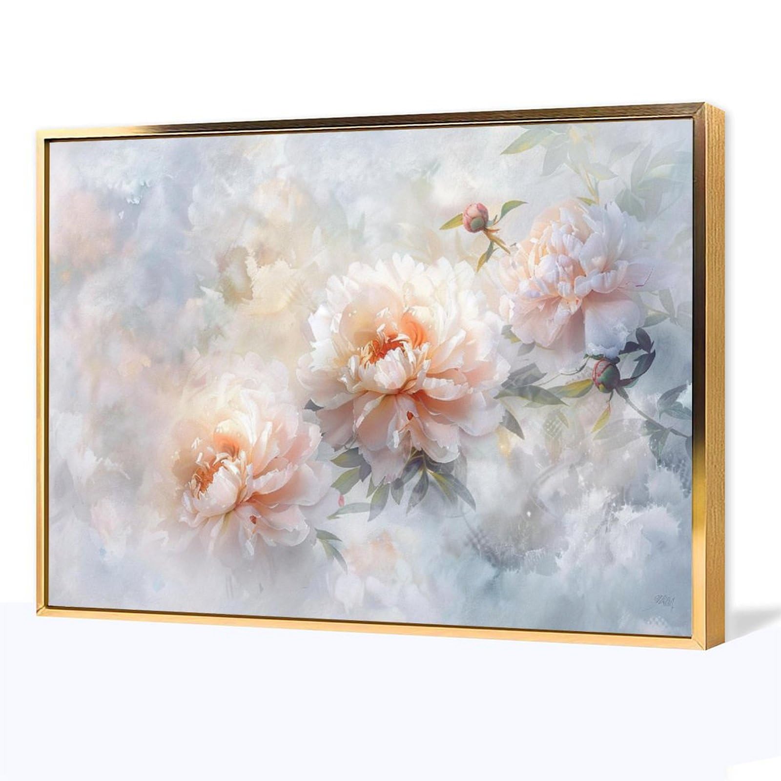 Amazon.co.jp: 絵画 柔らかな牡丹の花の絵 アートパネル