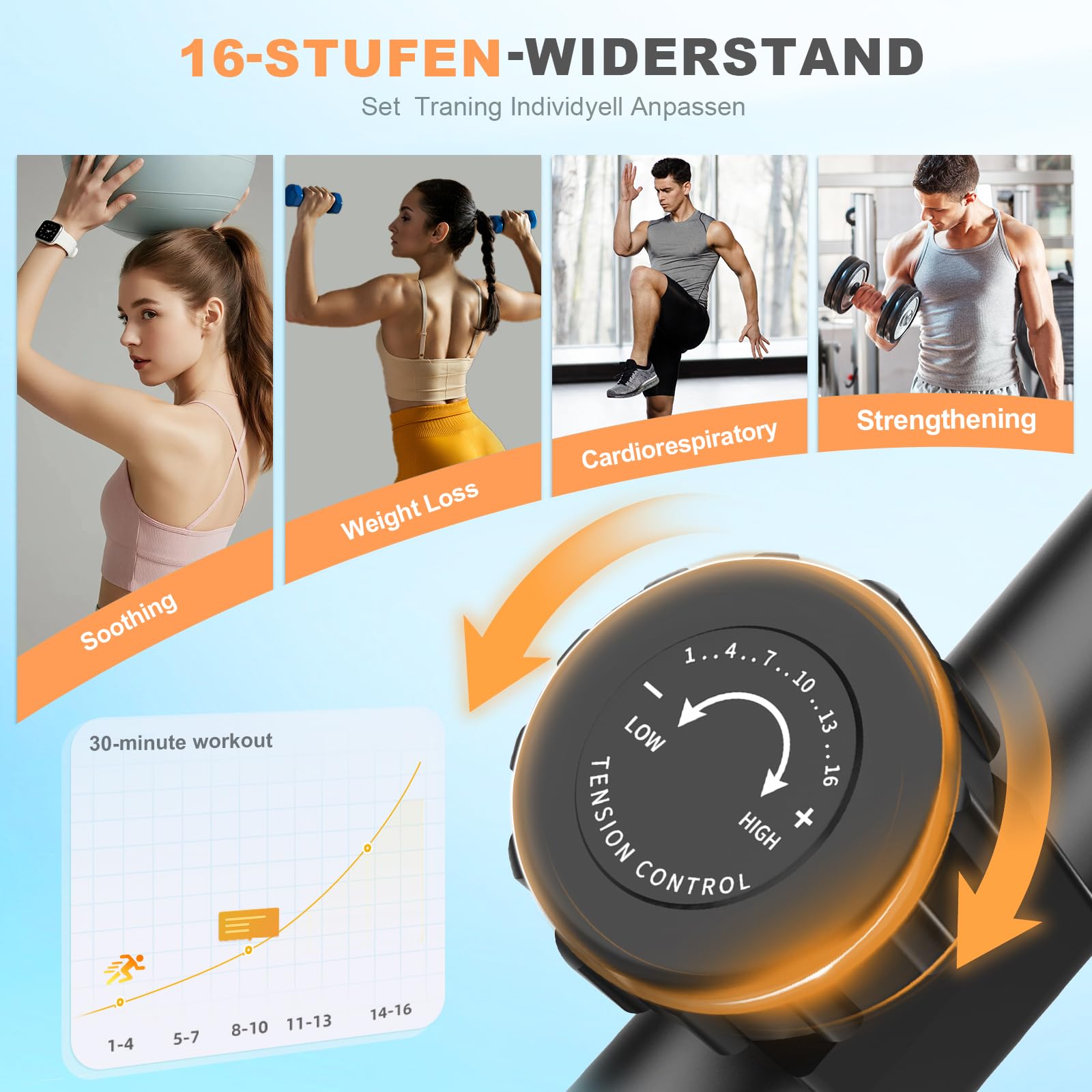 Bicicleta Elíptica para Casa Silenciosa con 16 Niveles de Resistencia, Sensor de Pulso, Monitor LCD y Soporte para Dispositivos, Bluetooth y App, Elíptica ultrasilenciosa para Uso doméstico
