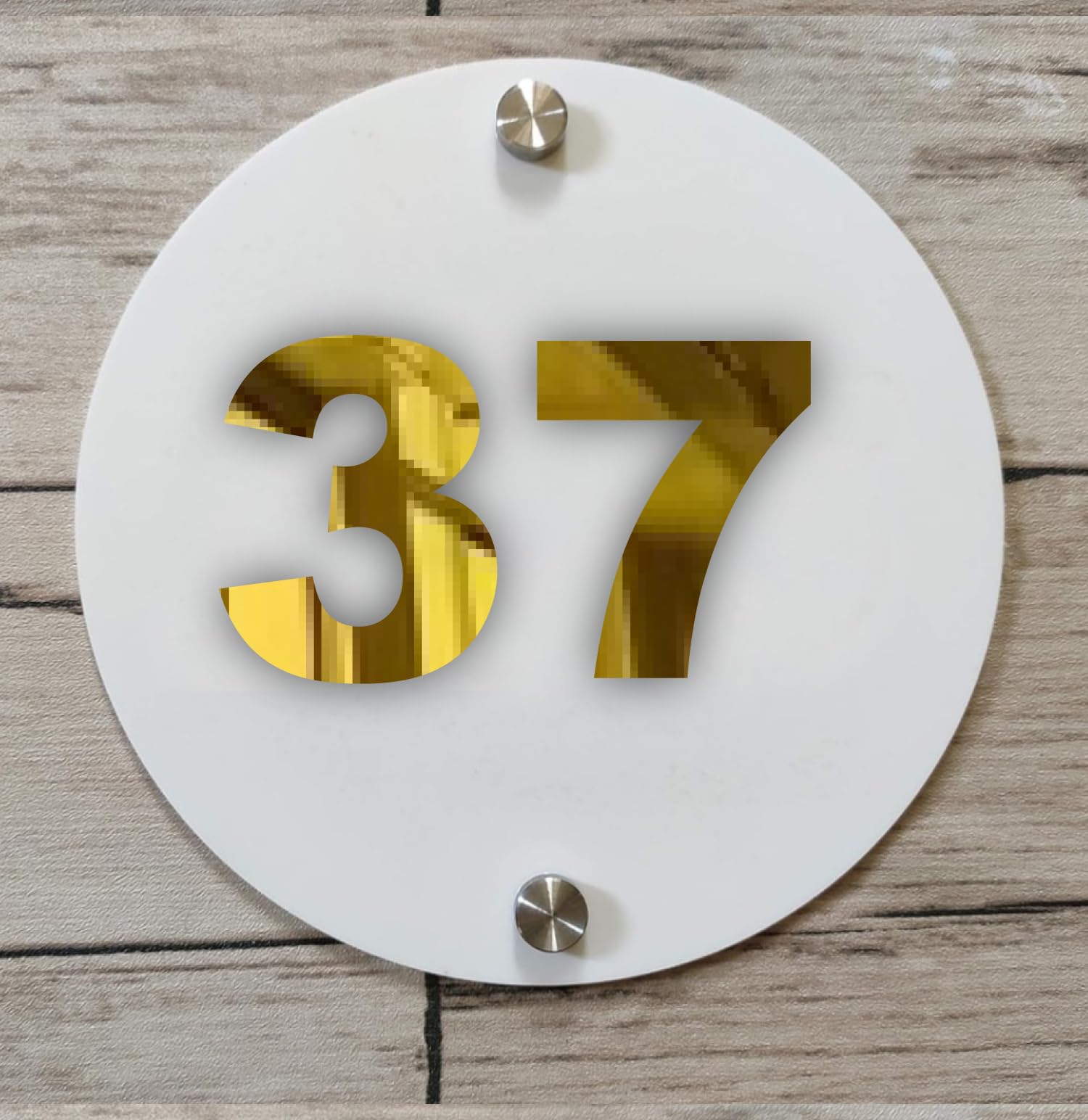 Room Number Plate No 27 | Mirror Gold with White Acrylic Number Plate with Double Side Tape On Backside-image-37