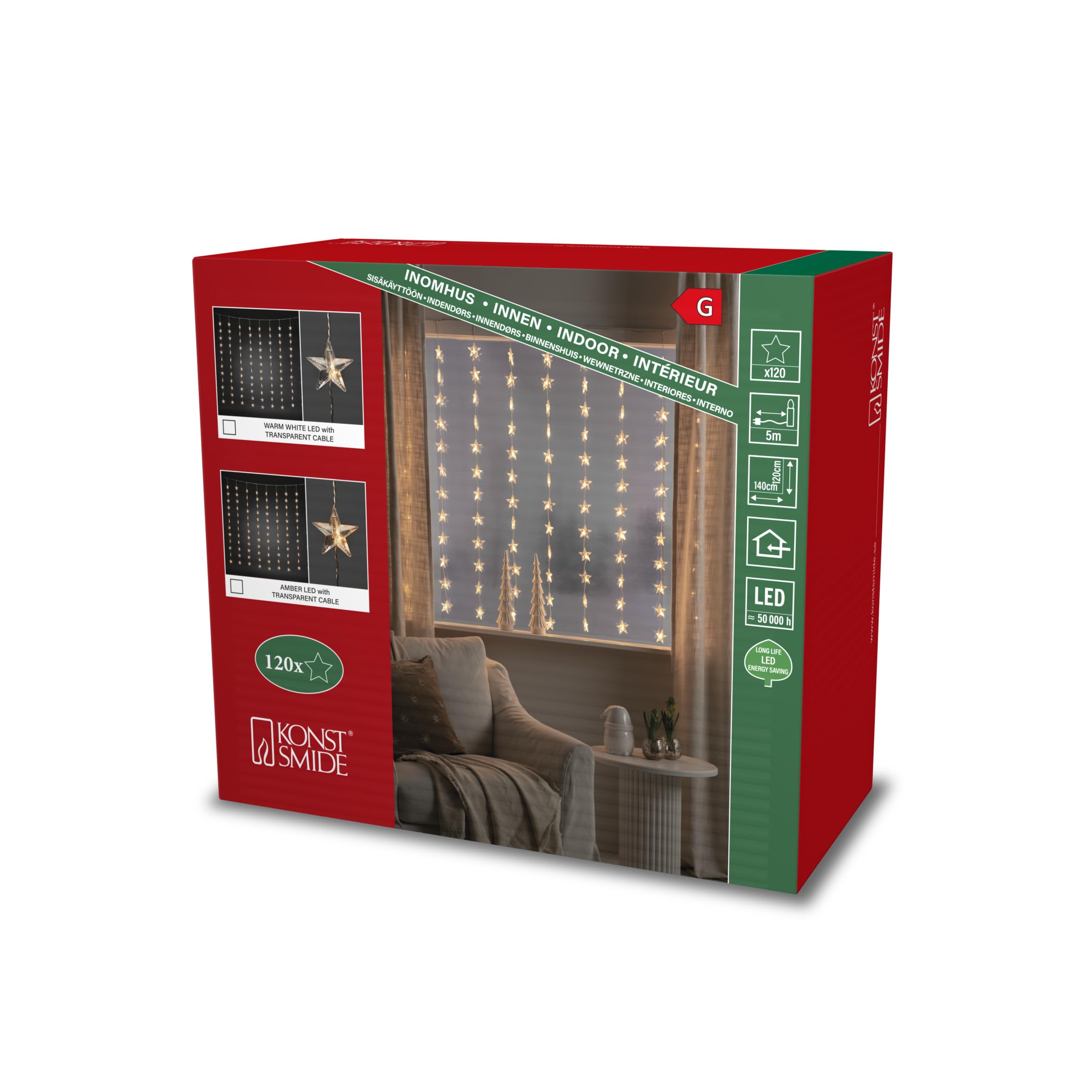 Konstsmide Tenda luminosa a stella LED, bianca, 120 x 140 cm, 3703-103EE