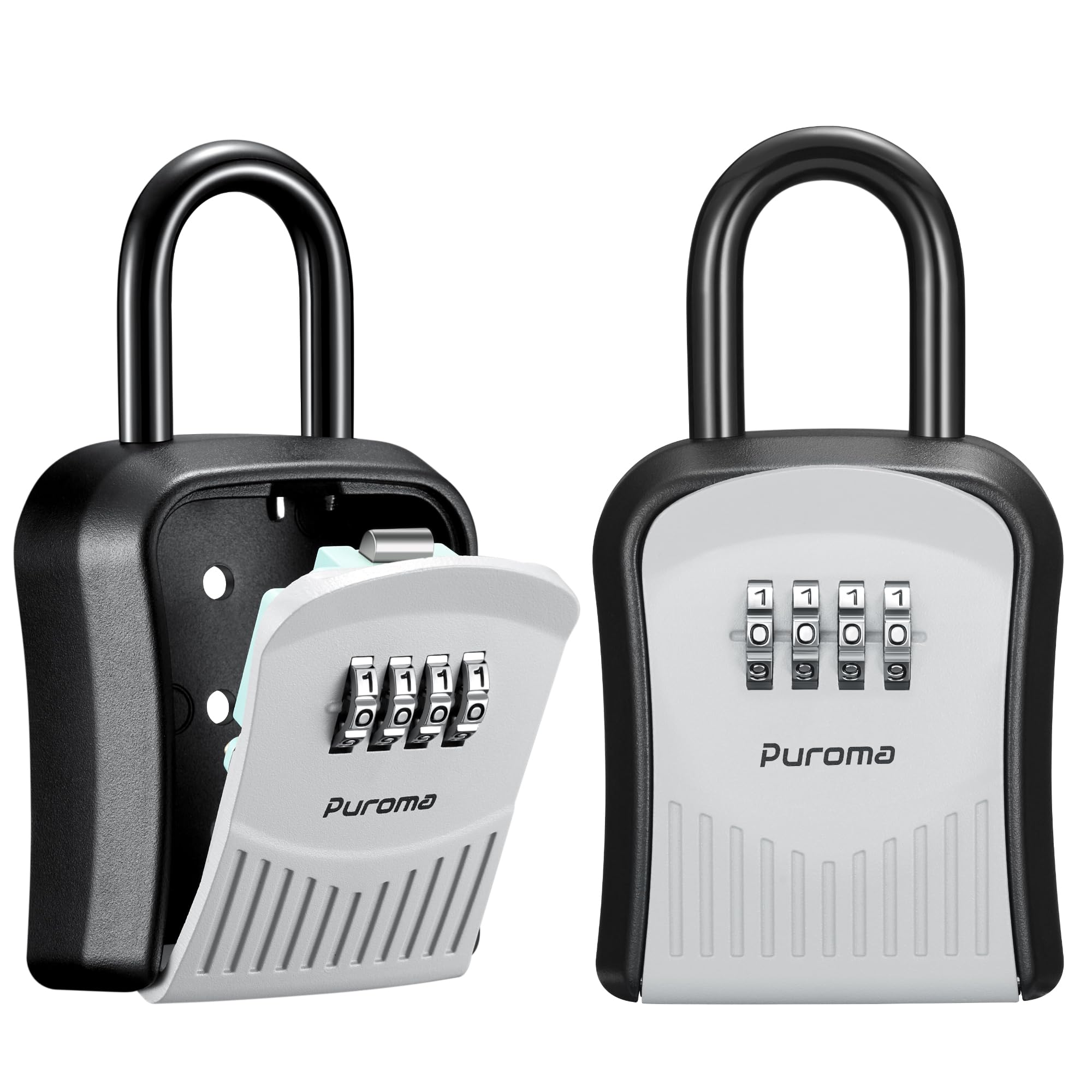 Puroma Lock Box Combination Key Lock Box, Wall-Mounted Portable Storage Lockbox for Keys with Resettable Code, Outside Safe Security Box for House,