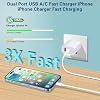 Cargador rápido para iPhone, Cargador de doble puerto A/C para iPhone Carga rápida, 2 unidades Adaptador de corriente de pared súper rápido para Apple iPhone con cable de 10 pies USB C a Lightning para iPhone 14/13/12/11/ProMax/XS/XR 3