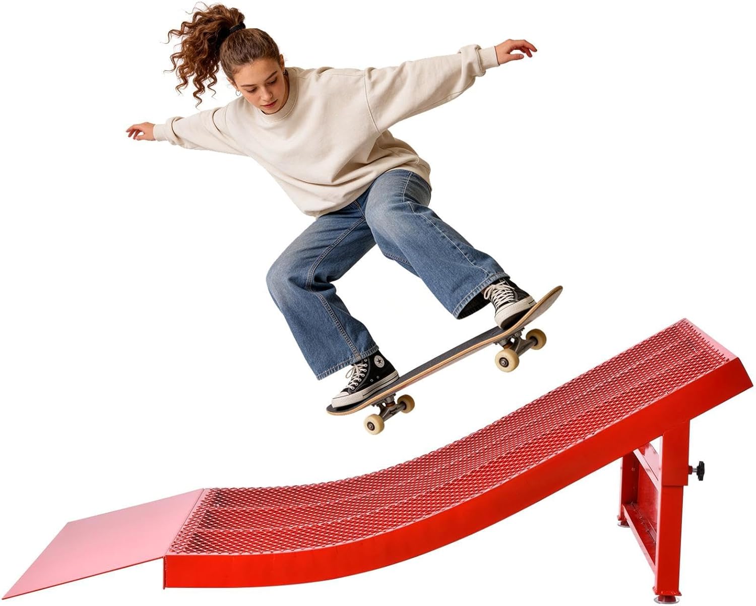 Removable 45° Slopes Skateboard Ramps for Kids S,Skateboard/Dirt Bike/RC/Jump Ramp | Heavy Duty Metal Bike Ramps for Kids Ages 7-16 | 300Lbs Capacity & Portable with Rubber Feet