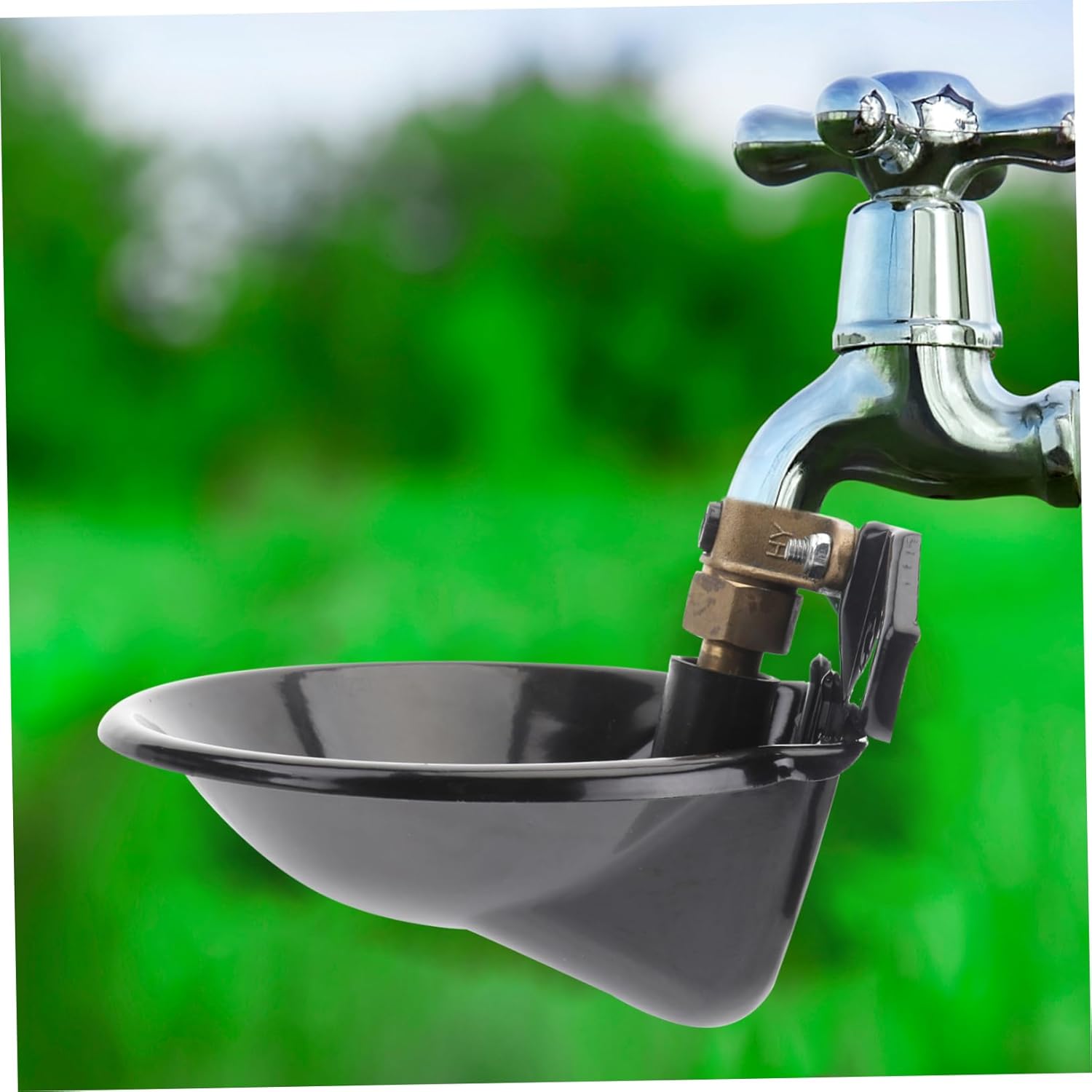 Happyyami Sheep Automatic Drinking Water Bowl Metal Feeder Water Feeder Black Plate Bowl Pet Cattle Trough