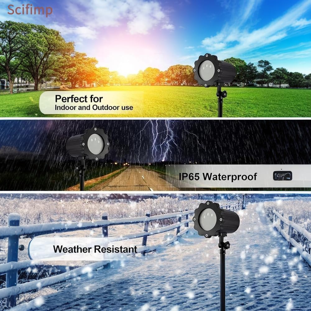 Scifimp屋外ダイナミックプロジェクターライト - リモコン利用可能、クリスマスやハロウィーンに最適、3色のガーデンLEDライト