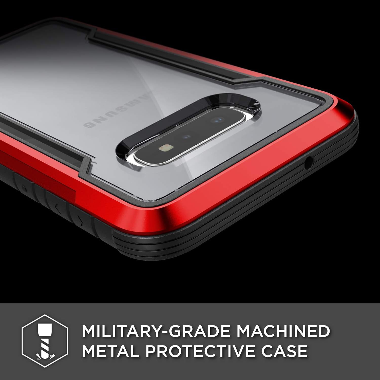 Raptic Shield, Samsung Galaxy S10e (Formerly Defense Shield) - Military Grade Drop Tested, Anodized Aluminum, TPU, and Polycarbonate Protective Case, Samsung Galaxy S10e, Red