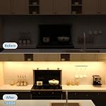 Litever Under Kit d'éclairage de cabinet Plug-in, 6 pcs 12 Pouces LED Bars légers. Super lumineux variable connectable pour la cuisine comptoir plateau plateau placard affichage lumière. blanc chaud 3000K
