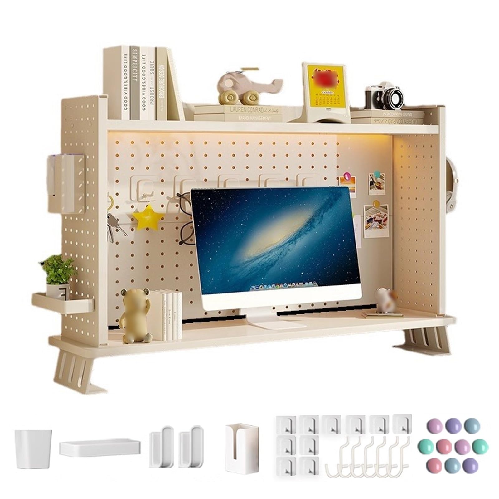 Étagère de bureau résolvant le manque de place avec support de moniteur