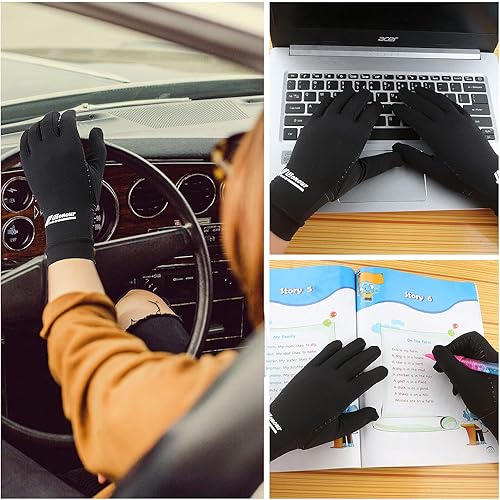 Miniatura 6 de Paquete de 2 pares de guantes de compresión de cobre para dedos completos guantes de artritis de cobre para mujeres y hombres alivian el dolor del