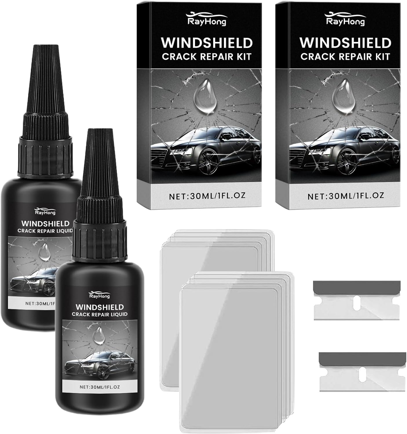 2PCS Windshield Crack Repair Kit,Upgraded Windshield Repair Kit, Windshield Repair Liquid for Cracks