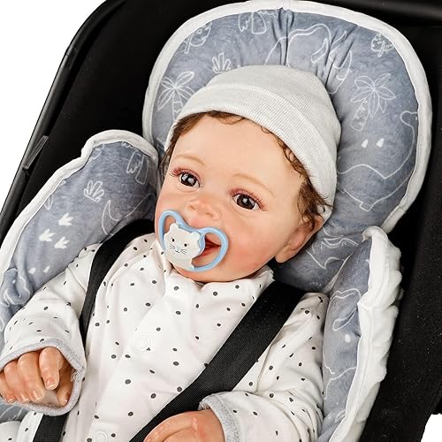 Miniatura 8 de DILIMI Soporte para la cabeza y el cuerpo del asiento de automóvil para bebé, inserto de asiento de automóvil infantil 2 en 1, cojín suave para