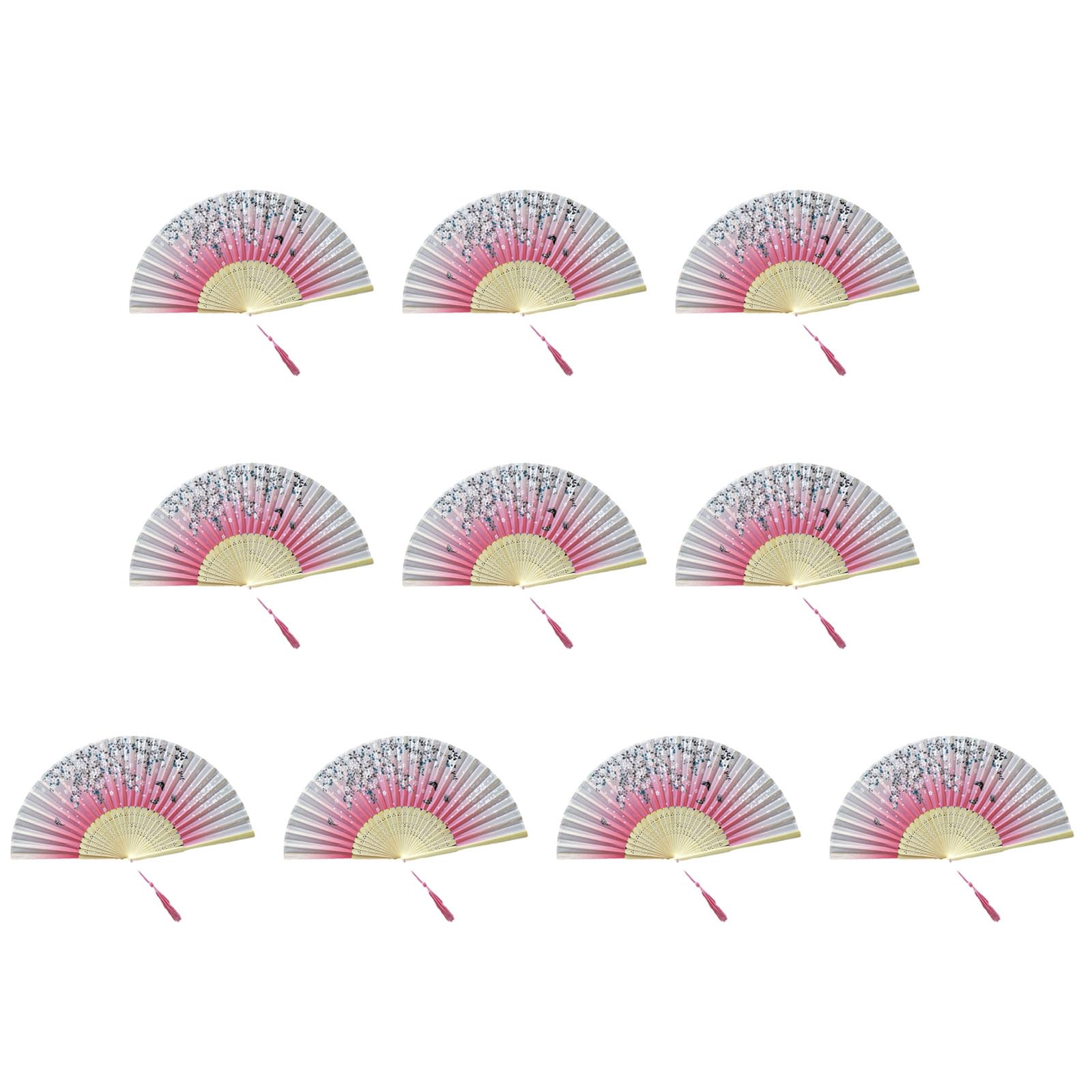 Tsophreniq Of 10 Bamboo Folding Fans Traditional Chinese Handheld Fan with Elegant Carvings for Cooling and Decoration Bamboo Fan