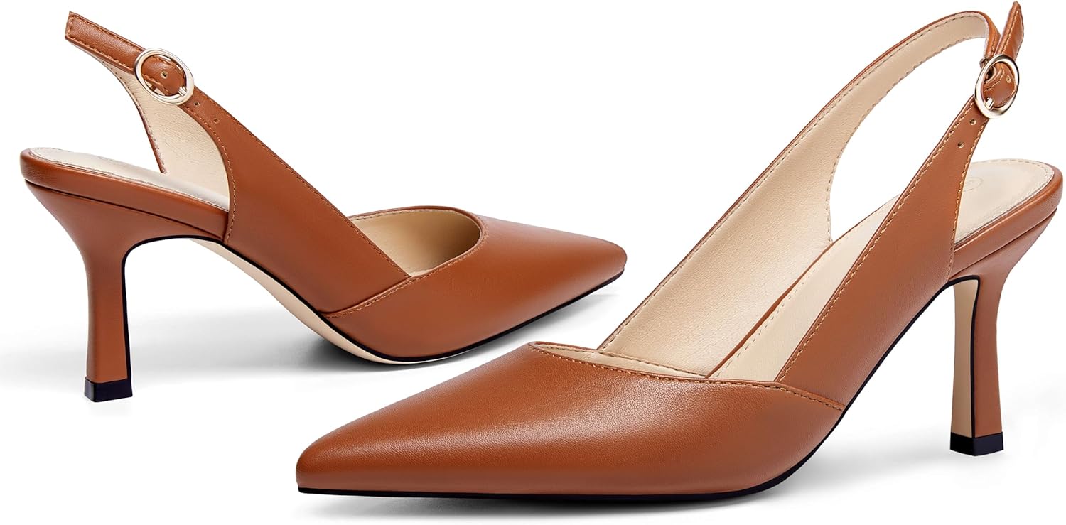 Rilista Women's Slingback Kitten Heels Closed Pointed Toe Wedding Party Dress Pumps Shoes - Image 4