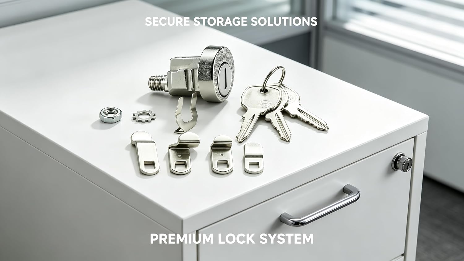 Mailbox Lock L-1172C C9100 COMP-X, 1Pack, Nickel Finish | 3 Keys, 5 Shaped Locking Plates Clockwise, Replacement for USPS & Tool Box, Includes C7120 Cam