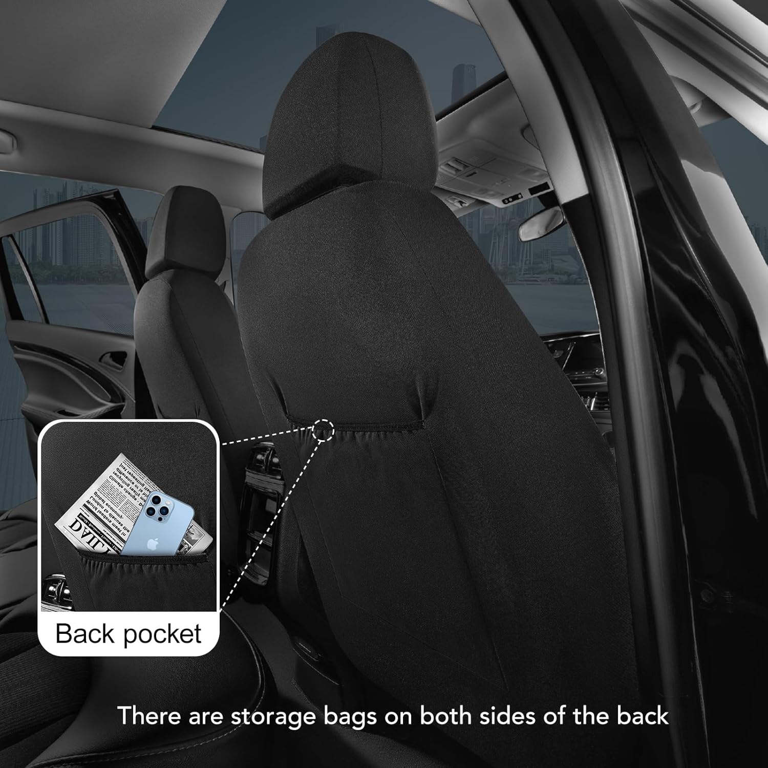 PIC AUTO Car Seat Cover – Silver & Black Leather with Breathable Mesh Seat Cover for Cars, Stylish Two-Tone Leather Full Set Seat Covers, Universal Fit, Durable for SUV, Truck, Sedan, Vehicles - Image 8