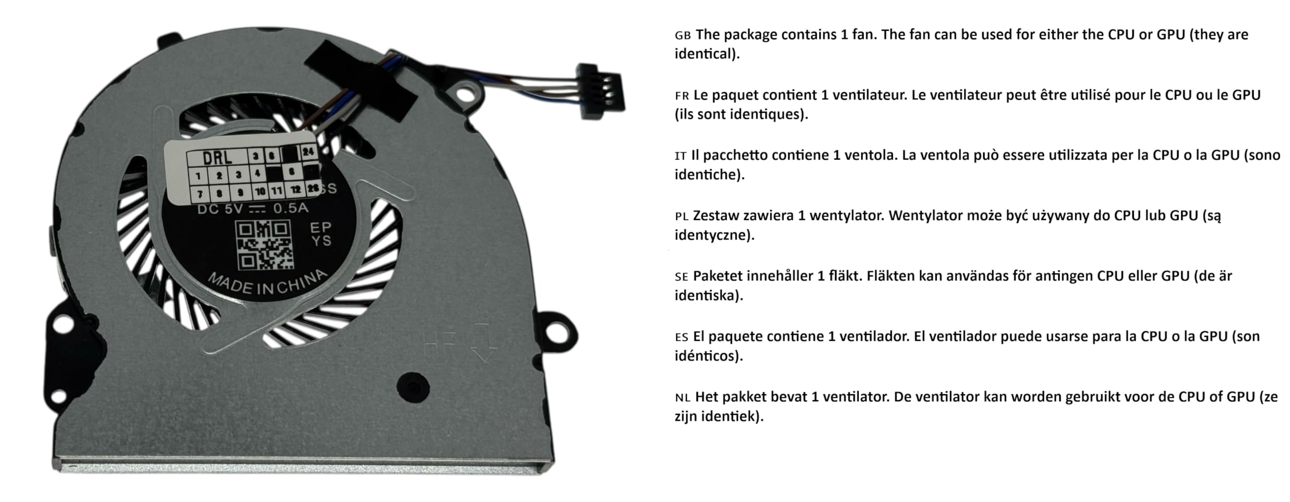 Wentylator chłodzący procesora do HP Pavilion 15-CS 15-CW, NP: L23895-001, L25585-001, L23994-001 (dyskretny układ graficzny)