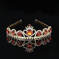 Vista 6 de Evie - Peluca de disfraces de los descendientes con corona para disfraces de Halloween y fiesta (azul largo)