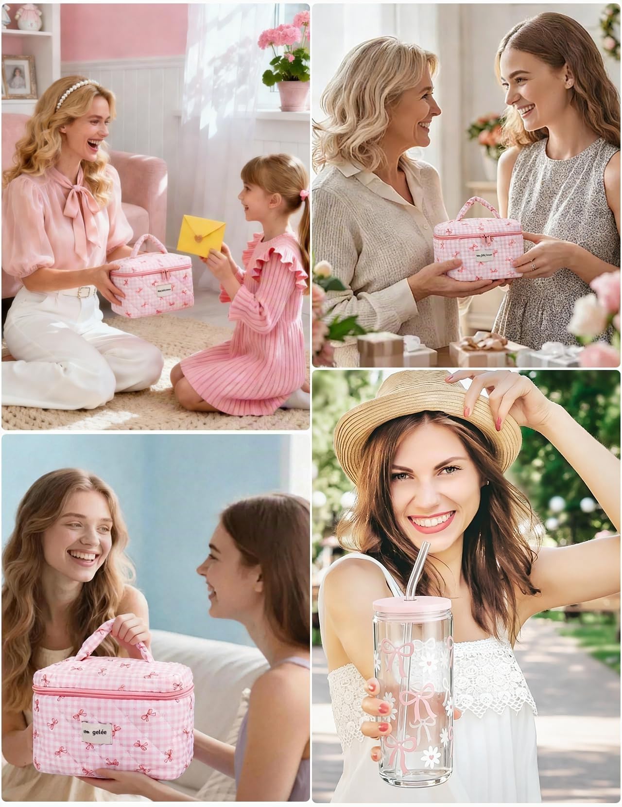 Cadeaux pour Filles 9 10 11 12 13 14 15 16 17 18 Ans, Idées Cadeaux Ensemble Cadeau, Cadeau Fille 9 à 18 Ans, Anniversaire Cadeaux de Saint-Valentin Tasses en Verre de Fille avec Paille et Couvercle