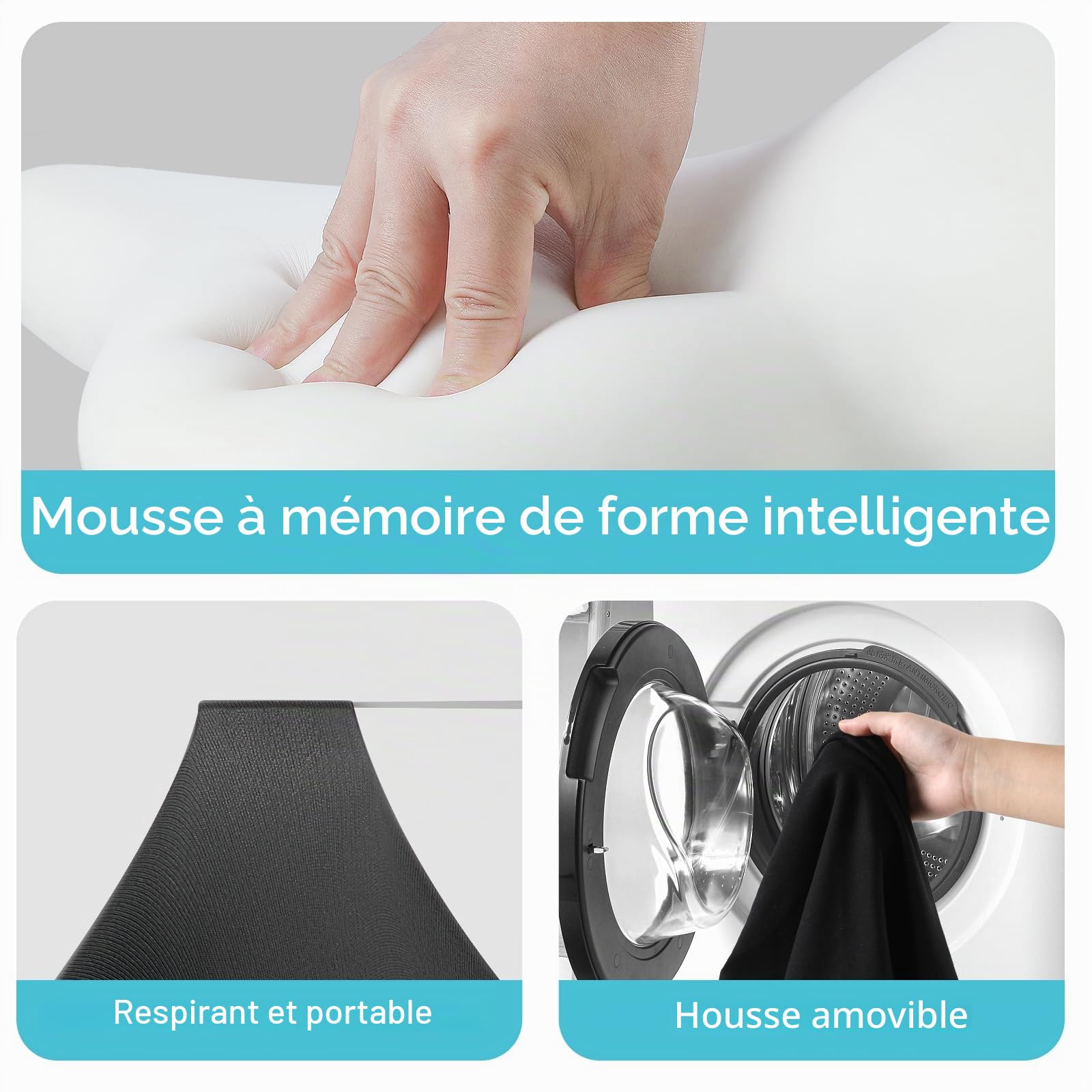 A-Pce Coussin de Soutien Lombaire Réglable, Améliore Le Soulagement des Douleurs dans Le Bas du Dos et la Posture Assise, Coussin de Soutien Dorsal Ergonomique en Mousse à Mémoire de Forme pour Une