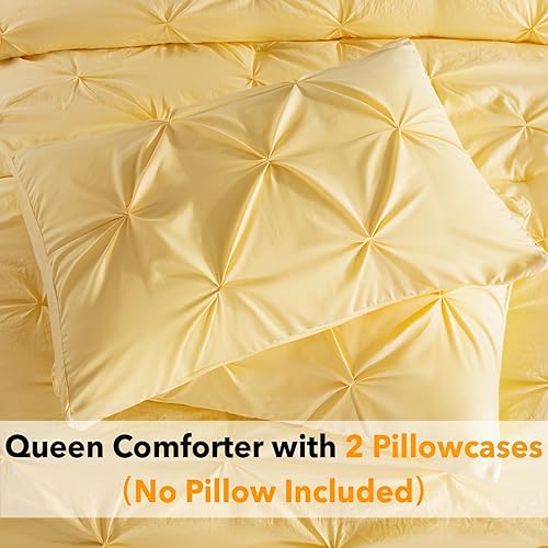 Miniatura 6 de Andency Pinch - Juego de edredón con pliegues, 3 piezas (1 edredón con alforzas y 2 fundas de almohada). Alforza decorativa de microfibra